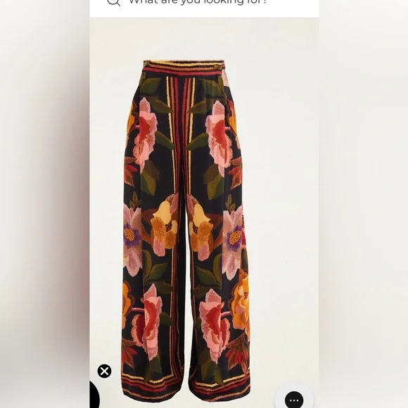 Farm Rio Black Chenille Flowers Viscose Pants. XL.